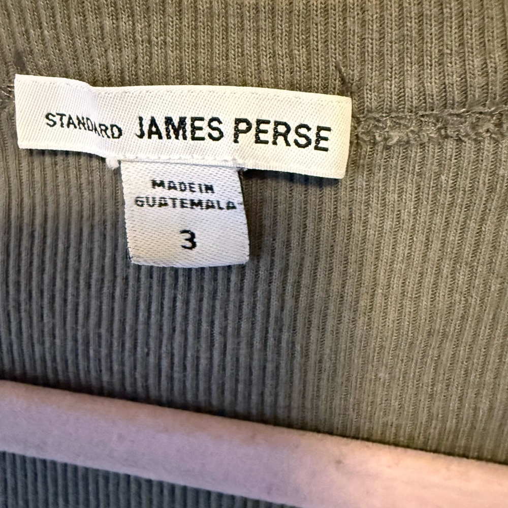 James Perse Standard size 3 Large ribbed knit tank dress olive green/gray EUC - Picture 3 of 3
